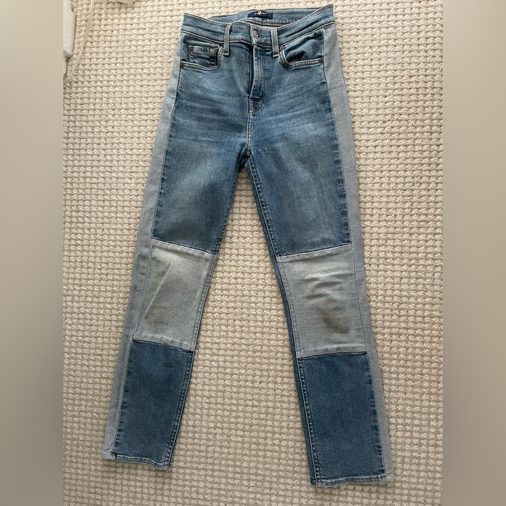7 For All Mankind Women's Size 25 Straight Leg Block Jeans